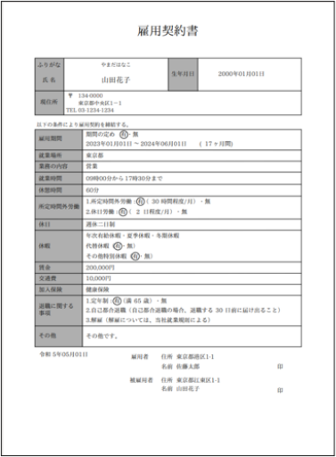 雇用契約書